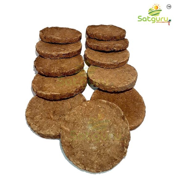 Satguru Organic Holy Homemade, Desi Cow Dung Cake/Gobar Upla/Kande 100% Pure and Effective, Ideal for Hawan, Puja (48 Pcs)